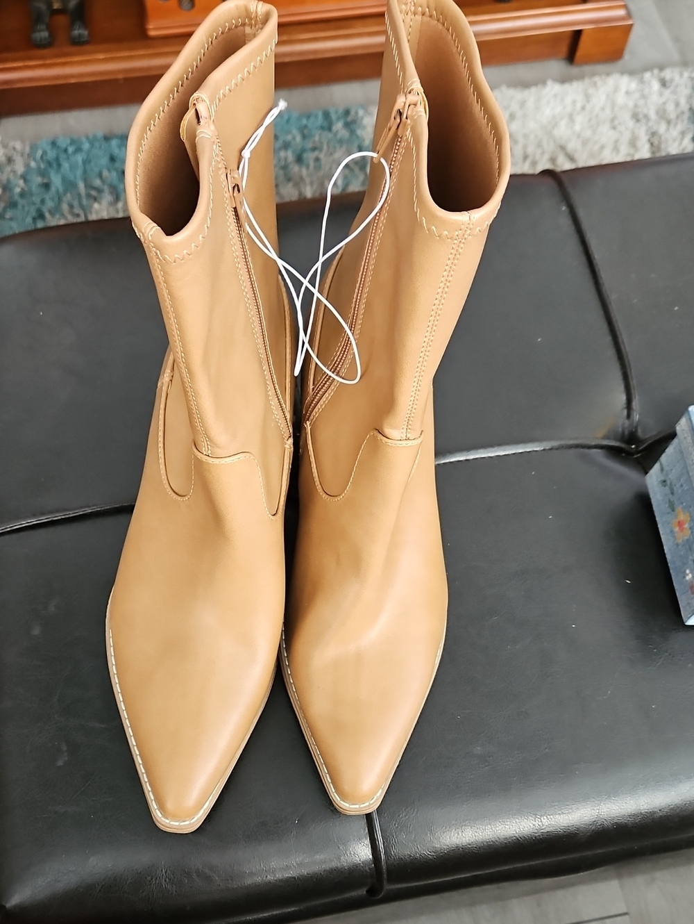 Tan Pointed-Toe Mid-Calf Boots - Women's Fashion Boot